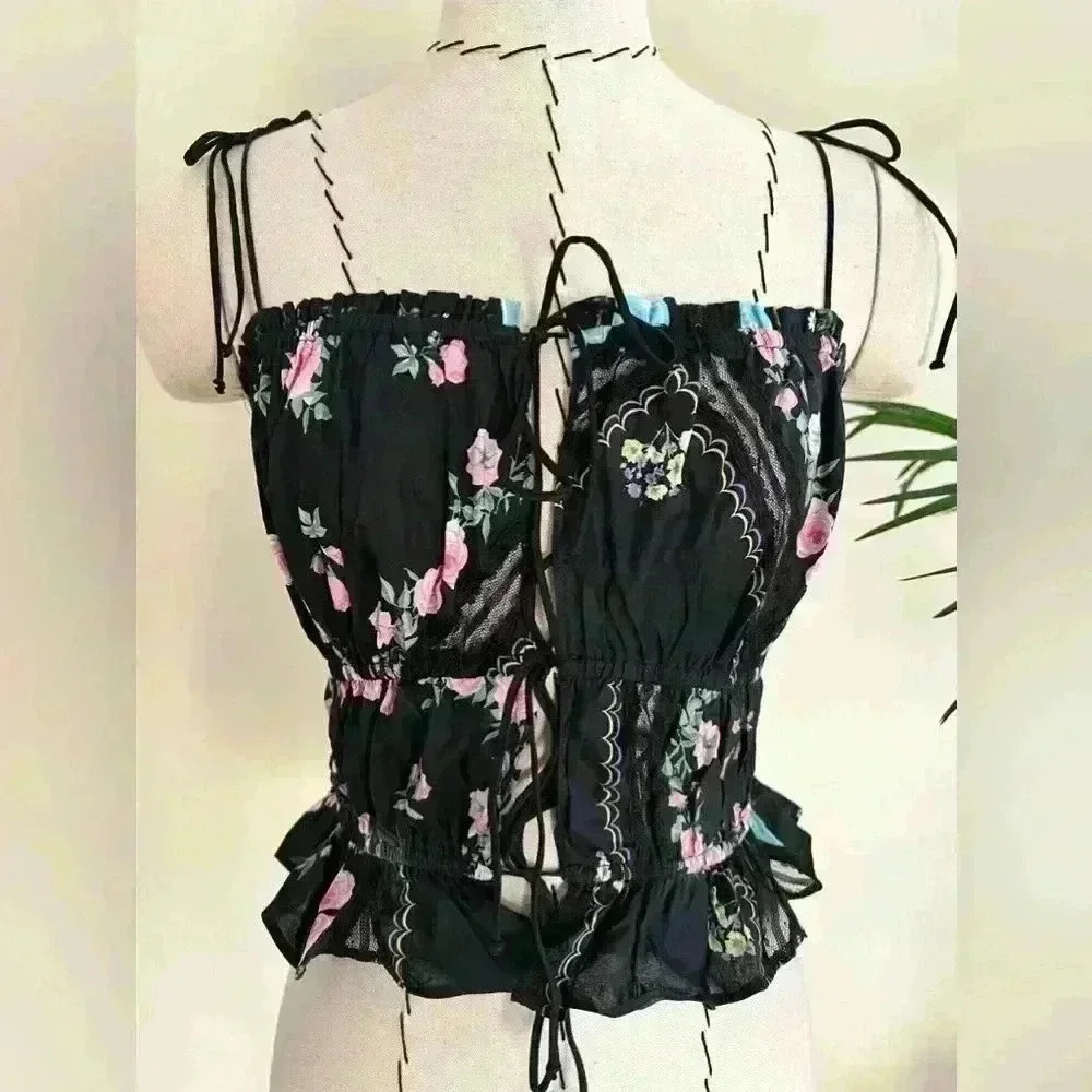 For Love & Lemons Handkerchief Print Cotton Tank – XS